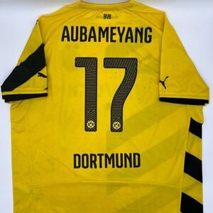 Borussia Dortmund 2014/2015 Home Authentic Puma Aubameyang #17 Jersey XL Yellow
